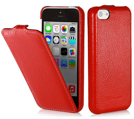 iPhone 5c Hülle aus Leder von StilGut - Typ UltraSlim Case in Rot