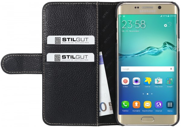 StilGut - Samsung Galaxy S6 edge+ Hülle Talis mit Kreditkartenfach aus Leder