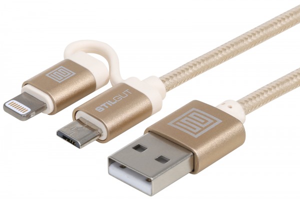 StilGut - 2-in-1-Ladekabel mit Lightning & Micro-USB (Apple MFi zertifiziert)