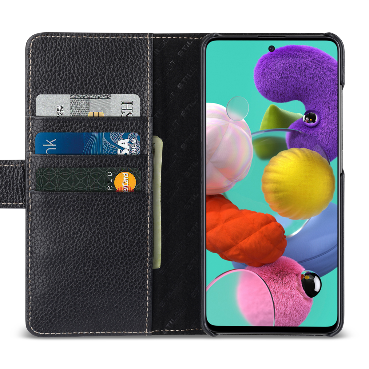 Flip Wallet Handyhülle PU Leder Tasche Case Kartensteckplätzen Schutzhülle Kompatibel mit Galaxy A51 AROYI Lederhülle Kompatibel mit Galaxy A51 Hülle und Schutzfolie Blau 