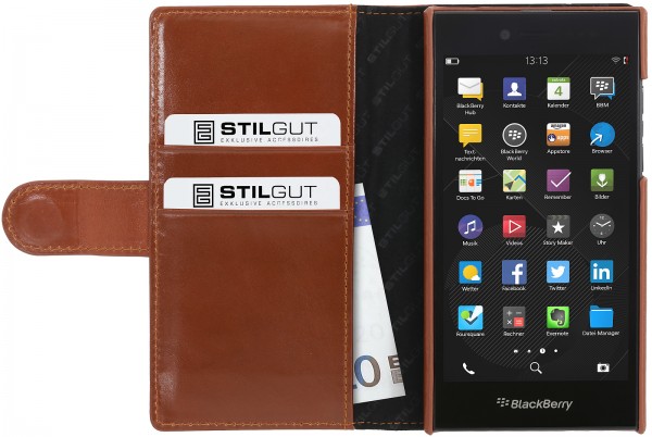 StilGut - BlackBerry Leap Hülle Talis mit Kreditkartenfach aus Leder