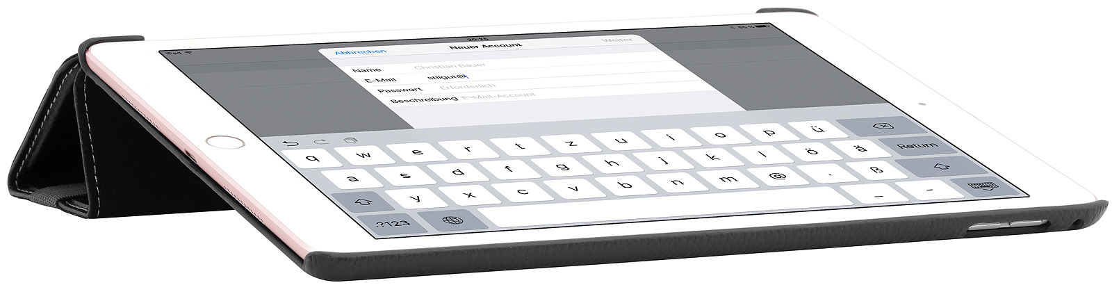 StilGut Pencil-Halter kompatibel mit iPad 2018/iPad Pro 9,7/iPad Pro 10.5 aus Leder mit Adapter-Fach & Lasche V2 verbesserte Variante Weiß