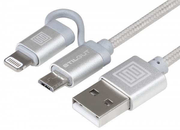 StilGut - 2-in-1-Ladekabel mit Lightning &amp; Micro-USB (Apple MFi zertifiziert)